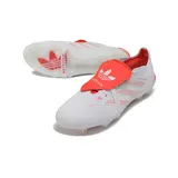 Adidas Predator 26 Elite Tongue White and Orange Firm Ground FG Football Boot - White/Light Pink