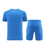 Adidas Light Blue Training Set T-Shirt and Shorts - Blue/White Stripes