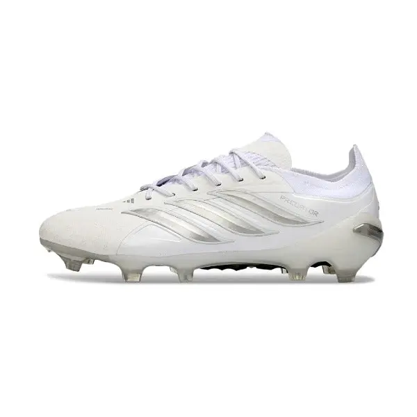 Adidas Predator 26 Elite White and Silver Firm Ground FG Football Boot