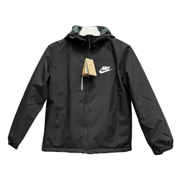 Nike Black Windbreaker Jacket - Lined Hooded