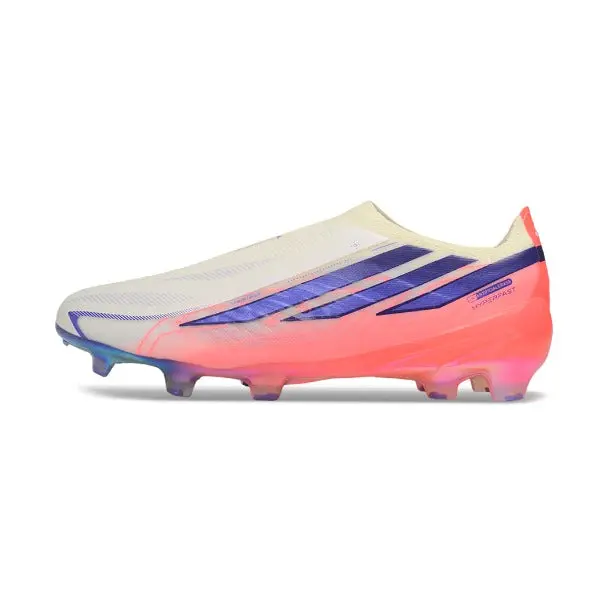 Adidas F50 Hyperfast Laceless Elite World Cup Pack Firm Ground FG Football Boot - White/Pink/Navy