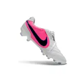 Nike Tiempo Ligera Pro White, Blue and Pink Firm Ground FG Football Boot - Fold-Over Tongue