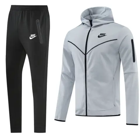 Nike Tech Fleece Grey and Black Cold Set Coat and Pants - White/Black