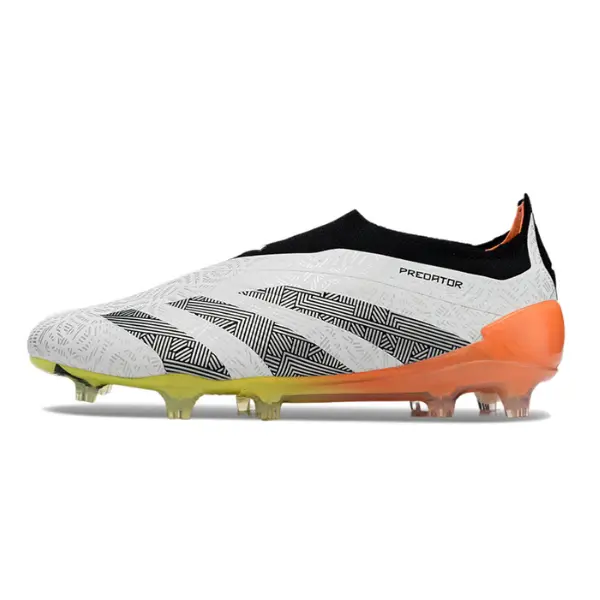 Adidas Predator 30 Elite Laceless White Orange and Gray Firm Ground FG Football Boot