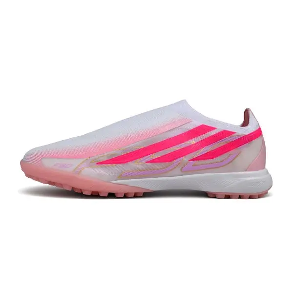 Adidas F50 Hyperfast Laceless Elite Pink and White Turf TF Football Boot
