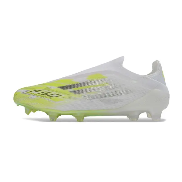 Adidas F50 Elite Laceless White and Yellow Firm Ground FG Football Boot