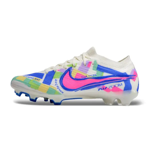 Nike Zoom Mercurial Vapor 15 Elite White and Colorful Firm Ground FG Kids Football Boot