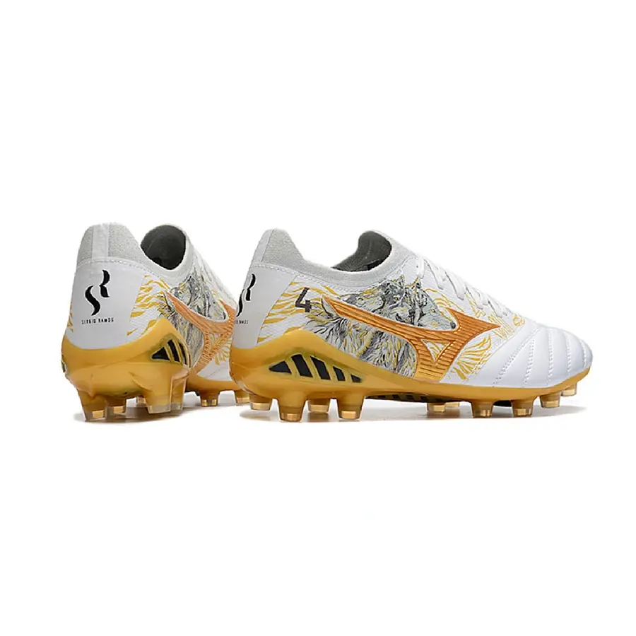 Mizuno Morelia Neo III Elite Sergio Ramos White Gold and Black Firm Ground FG Football Boot