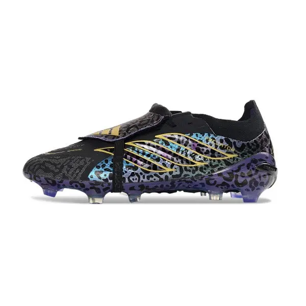 Adidas Predator 26 Elite Tongue Beige, Black and White Firm Ground FG Football Boot - Black/Iridescent