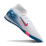 Nike Zoom Mercurial Superfly 10 Elite White Light Blue and Pink Turf TF Football Boot