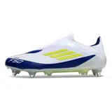 Adidas F50 Elite Laceless White Blue and Green Mixed Studs SG Kids Football Boot
