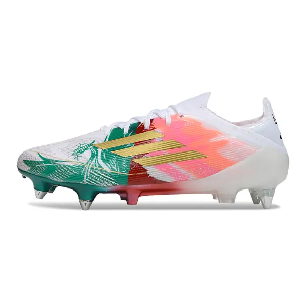 Adidas F50 Primeknit Elite White Green and Red Mixed Studs SG Football Boot