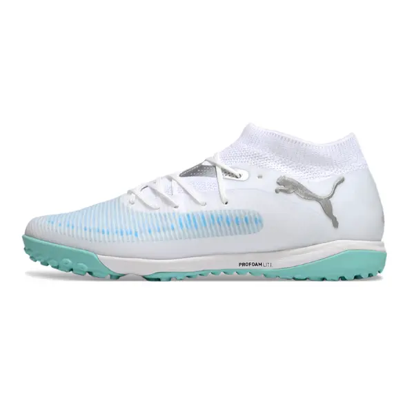 Puma Future 8 White and Light Blue Turf TF Football Boot