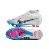 Nike Zoom Mercurial Superfly 9 Elite White Blue and Pink Firm Ground FG Football Boot