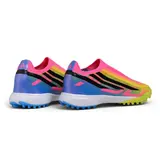 Adidas F50 Hyperfast Laceless Elite Pink, Yellow and Blue Turf TF Football Boot