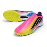 Adidas F50 Hyperfast Laceless Elite Pink, Yellow and Blue Turf TF Football Boot
