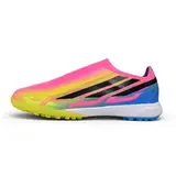 Adidas F50 Hyperfast Laceless Elite Pink, Yellow and Blue Turf TF Football Boot