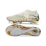 Puma Future 9 Low Cut White and Golden Firm Ground FG Football Boot - Beige/Gold