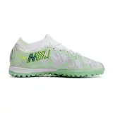 Nike Zoom Mercurial Vapor 15 Elite Silver and Green Turf TF Kids Football Boot