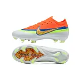 Nike Air Zoom Mercurial Vapor 17 Elite Orange, Blue and White Firm Ground FG Kids Football Boot - White/Orange