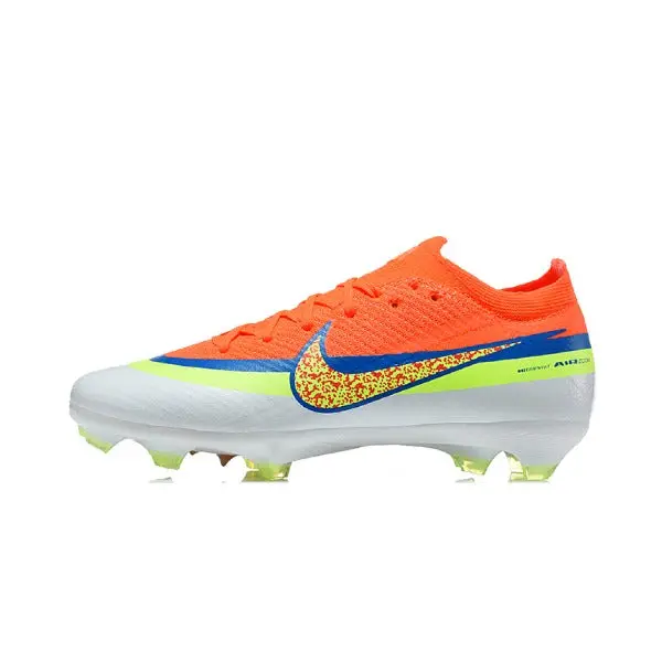 Nike Air Zoom Mercurial Vapor 17 Elite Orange, Blue and White Firm Ground FG Kids Football Boot - White/Orange