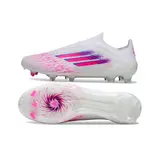 Adidas F50 Elite Laceless White, Pink and Purple Firm Ground FG Football Boot