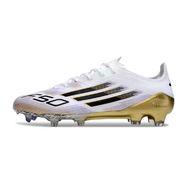 Adidas F50 Elite White and Gold Firm Ground FG Football Boot - White/Silver