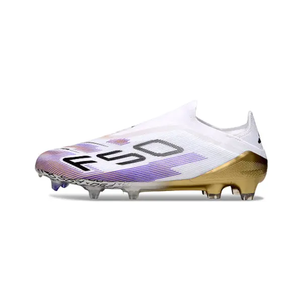Adidas F50 Elite Laceless White Purple and Gold Firm Ground FG Football Boot