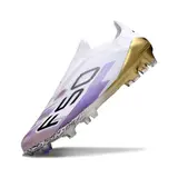 Adidas F50 Elite Laceless White Purple and Gold Firm Ground FG Football Boot