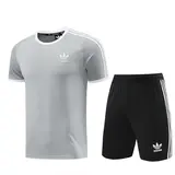 Adidas Grey Training Set T-Shirt and Shorts - Light Grey