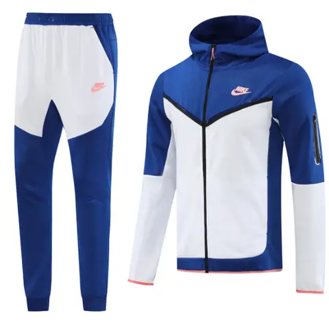 Nike Tech Fleece Blue and White Cold Set Coat and Pants