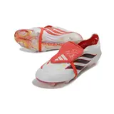 Adidas Predator 26 Elite Tongue White and Orange Firm Ground FG Football Boot - White/Red/Black