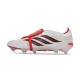 Adidas Predator 26 Elite Tongue White and Orange Firm Ground FG Football Boot - White/Red/Black