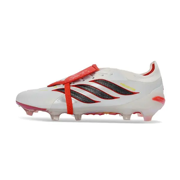 Adidas Predator 26 Elite Tongue White and Orange Firm Ground FG Football Boot - White/Red/Black