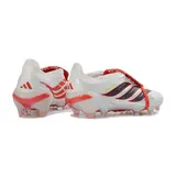 Adidas Predator 26 Elite Tongue White and Orange Firm Ground FG Football Boot - White/Red/Black