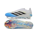 Adidas Predator 26 Elite Laceless White and Blue Firm Ground FG Football Boot