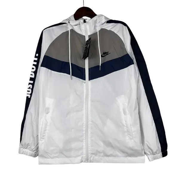 Nike White Grey and Blue Windbreaker Jacket
