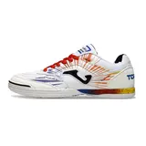 Joma Top Flex 24 IC White Blue and Orange Futsal Football Boot - White/Red/Yellow