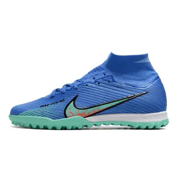 Nike Zoom Mercurial Superfly 9 Elite Blue and Green Turf TF Football Boot