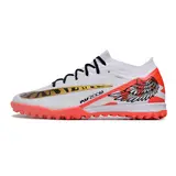 Nike Zoom Mercurial Vapor 15 Elite White Red and Gold Turf TF Kids Football Boot