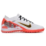 Nike Zoom Mercurial Vapor 15 Elite White Red and Gold Turf TF Kids Football Boot