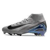 Nike Air Zoom Mercurial Superfly 10 Elite Gray and Black Firm Ground FG Kids Football Boot