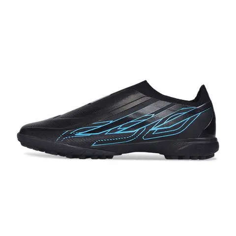 Adidas F50 Hyperfast Laceless Elite Black and Blue Turf TF Football Boot
