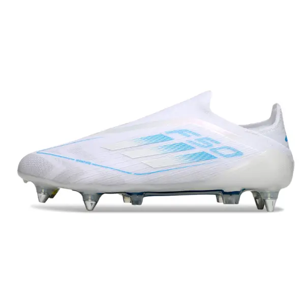 Adidas F50 Elite Laceless White and Light Blue Mixed Studs SG Football Boot