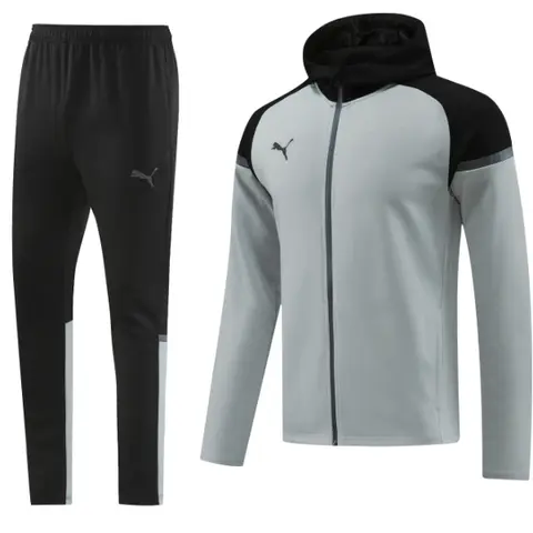 Puma Grey and Black Cold Set Jacket and Pants - Light Grey Hooded