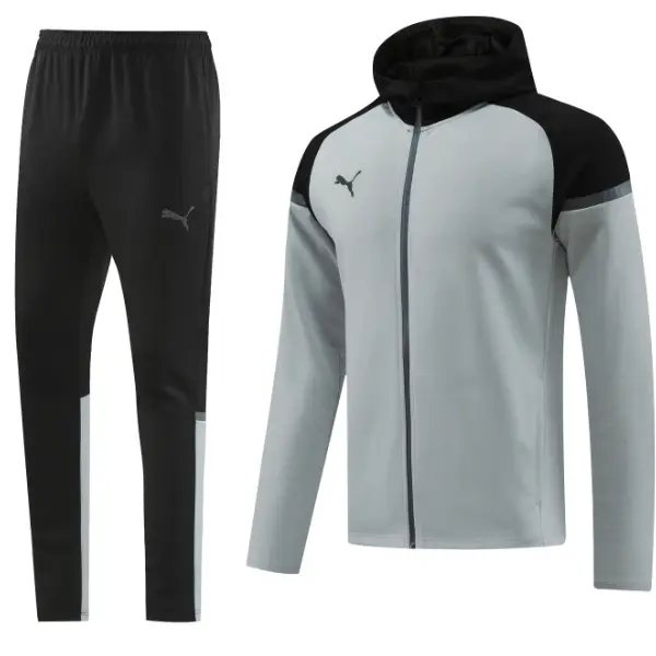 Puma Grey and Black Cold Set Jacket and Pants - Light Grey Hooded