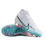 Nike Zoom Mercurial Superfly 9 Elite White Blue and Pink Firm Ground FG Kids Football Boot