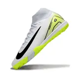 Nike Zoom Mercurial Superfly 10 Elite Kids White and Fluorescent Green Turf TF Football Boot
