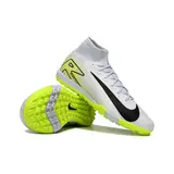 Nike Zoom Mercurial Superfly 10 Elite Kids White and Fluorescent Green Turf TF Football Boot