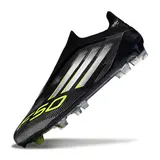 Adidas F50 Elite Laceless Black and White Firm Ground FG Football Boot - Black/Volt
